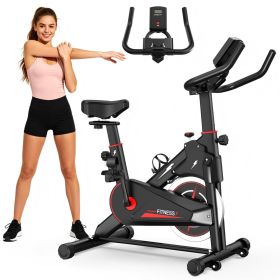Indoor Exercise Bike, Stationary Cycling Bike with Monitor, Adjustable Resistance, Comfortable Seat & Handlebars, Stable Base