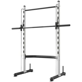 Squat Rack With Pull Up Bar And Barbell Bar Adjustable Bench Press Multi-Function Weight Lifting Half Rack, White (Option: White)