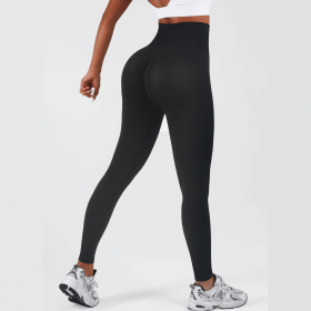 Women High Waisted Leggings, Tummy Control Pants, Full Length Soft Stretchy Yoga Pants (Color: Black, size: L)